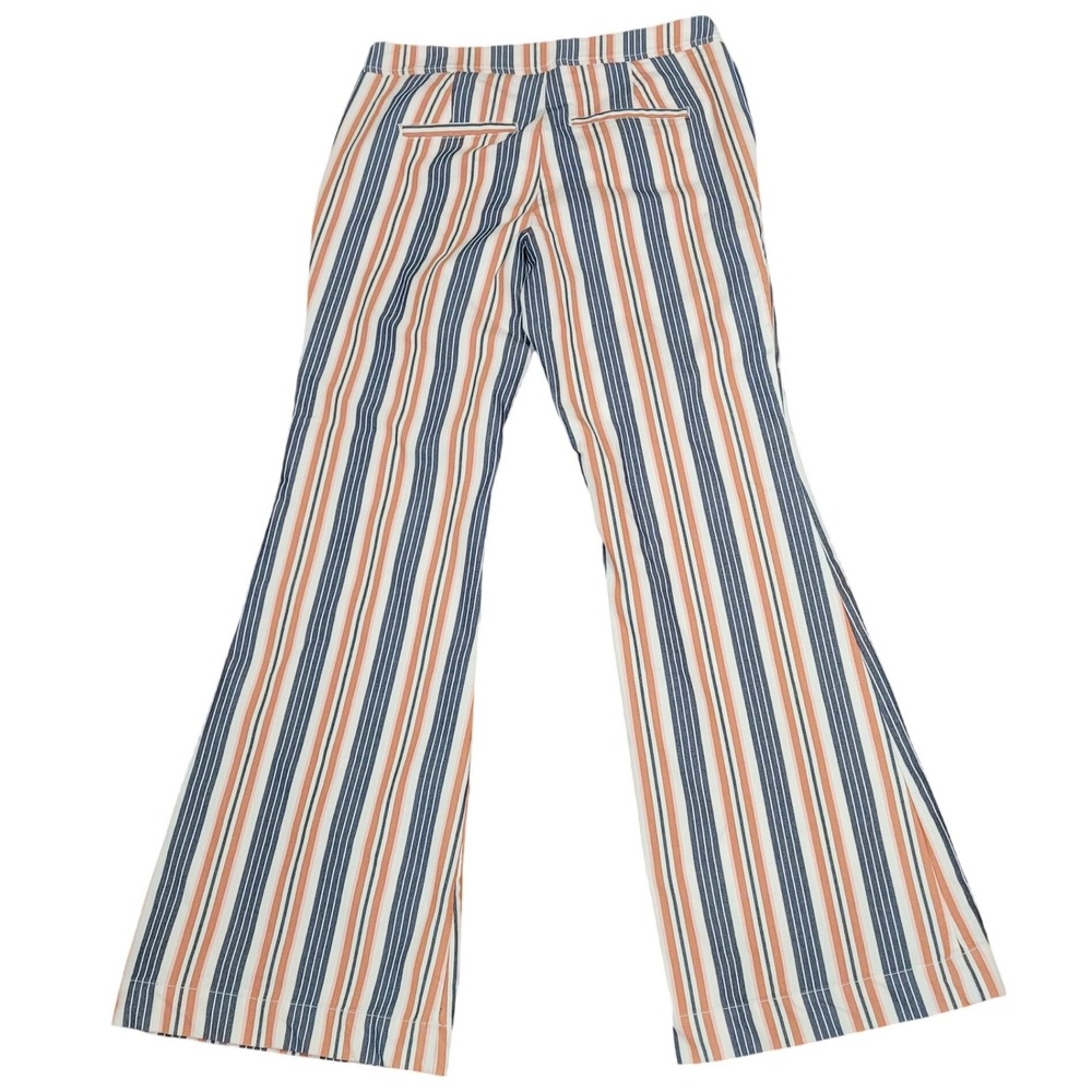 Anthropologie Striped Mid Rise Flare Pants 4 Retro Coastal 70s Style Bell Bottom - Picture 5 of 9